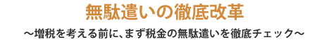 無駄遣いの徹底改革～増税を考える前に、まず税金の無駄遣いを徹底チェック～
